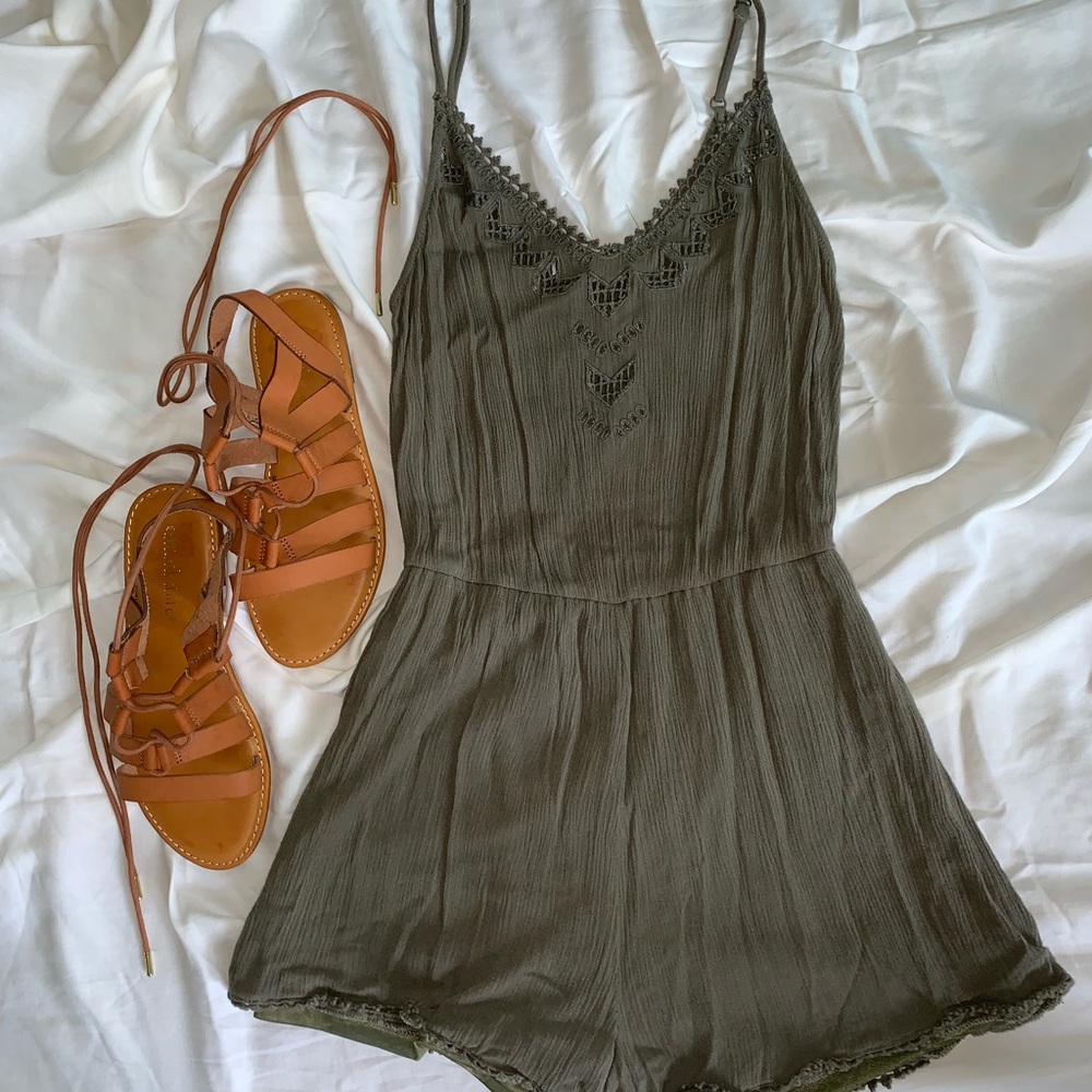 Army green romper